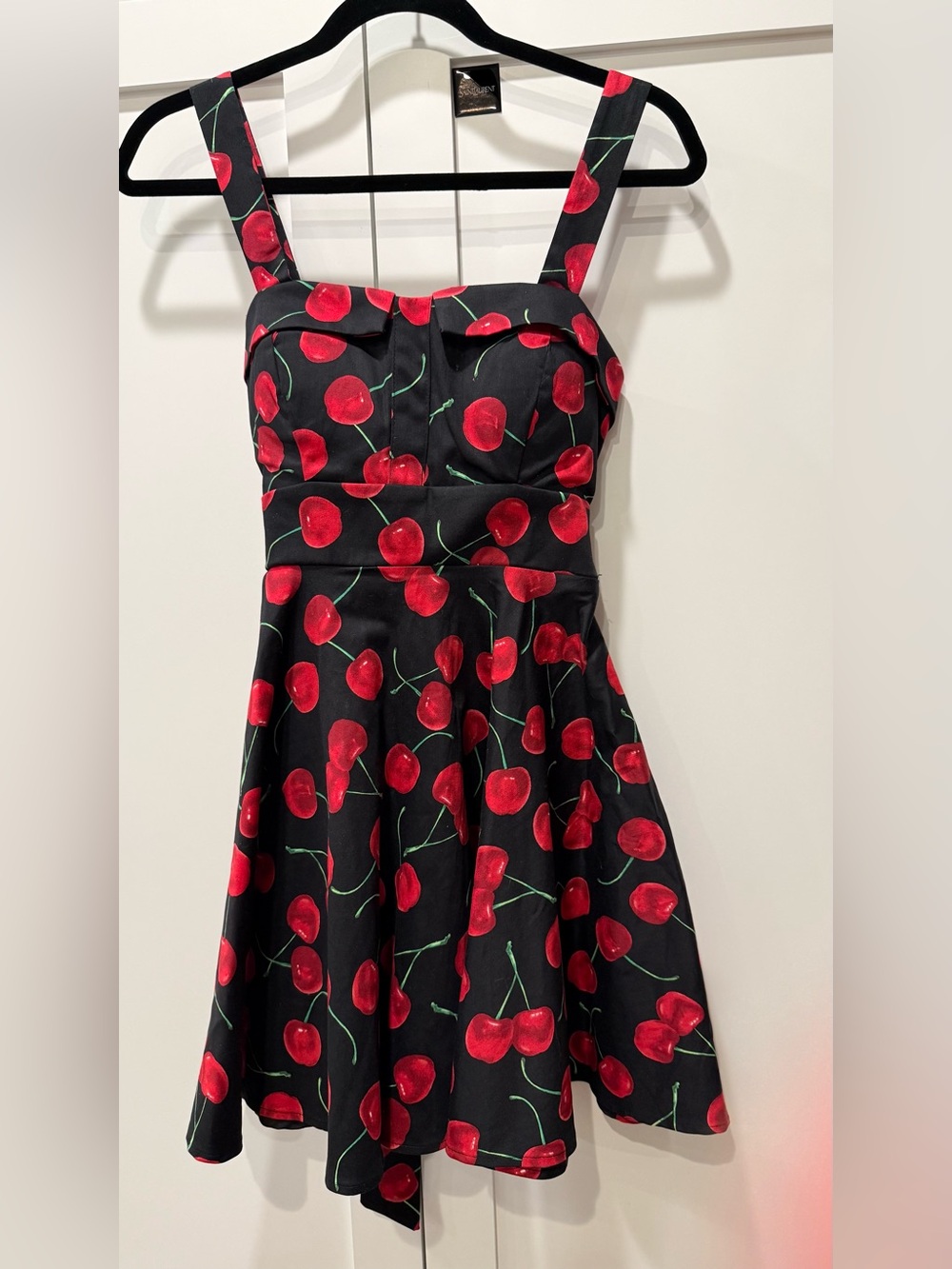 Betsey Johnson Black Cherry-Print Fit & Flare Dress